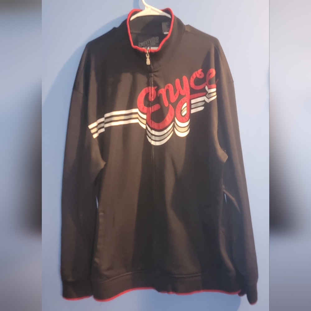 Enyce Men's Black Zip-Up Sweater with Red Accents size 3xl
